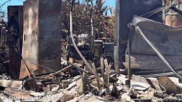 Debris at a home in Maui 2023